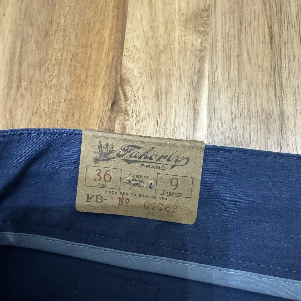 Faherty All Day Shorts Mens 36 Blue Chino Performance Drawstring 9